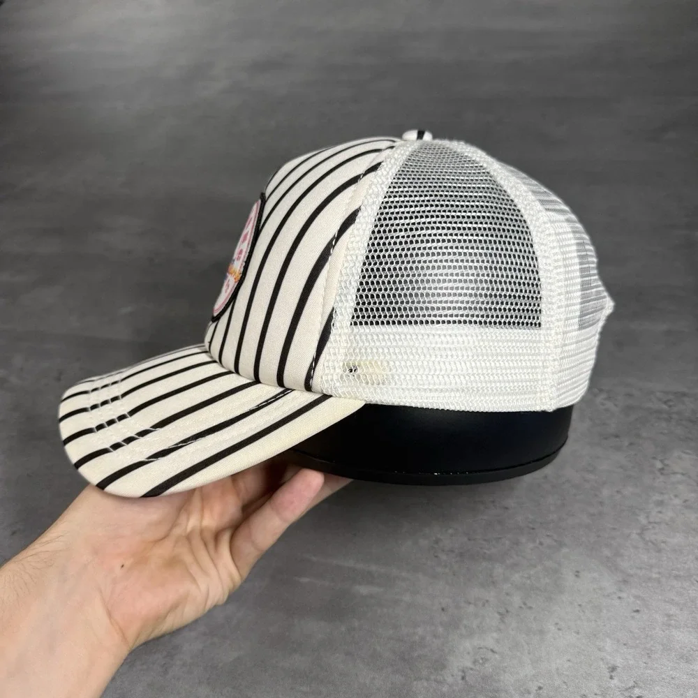 Billabong Snapback Hat Black Stripe Geometric Foam Mesh Trucker‎ Cap Surf Skate